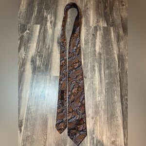 Seven Fold Silk Necktie | Paisley Pattern | Handcrafted Luxury Tie | Brown Blue
